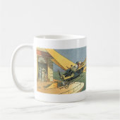 Oude sciencefiction stoomtijdperk convertible auto koffiemok (Links)
