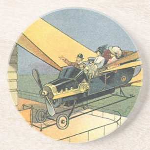 Oude sciencefiction stoomtijdperk convertible auto zandsteen onderzetter