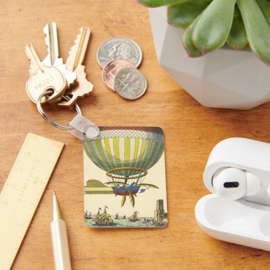 Oude sciencefiction stoomtijdperk warmteluchtballo sleutelhanger (Bureau)
