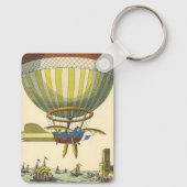 Oude sciencefiction stoomtijdperk warmteluchtballo sleutelhanger (Achterkant)