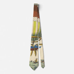 Oude sciencefiction stoomtijdperk warmteluchtballo stropdas