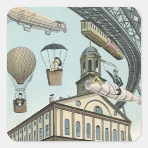 Oude sciencefiction, Victoriaanse stoompunkstad Vierkante Sticker