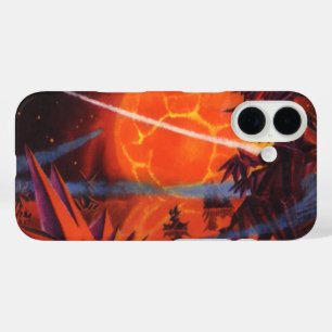 Oude Sciencefiction, vurige Sci-Fi-planeet iPhone 16 Hoesje