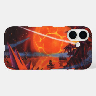 Oude Sciencefiction, vurige Sci-Fi-planeet iPhone 16 Hoesje