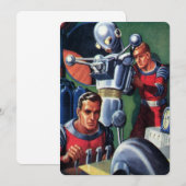 Oude sciencefictionastronauten repareren een robot (Voorkant / Achterkant)