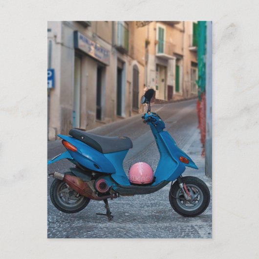 Oude scooter in Italië | Blauwe scooter | BRIEFKAA Briefkaart (Voorkant)