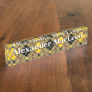 Oude Scots Clan MacLeod van Geruite Schotse wollen Naambordje