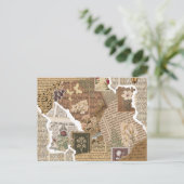 Oude Scrapbook Collage Antieke Ephemera Esthetiek Briefkaart (Staand voorkant)