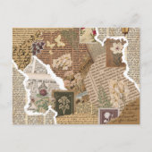 Oude Scrapbook Collage Antieke Ephemera Esthetiek Briefkaart (Voorkant)