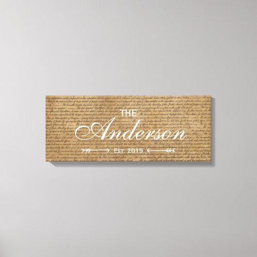 Oude Scripts Familie Vastgestelde familienaam Teke Canvas Afdruk (Voorkant)