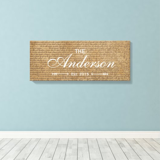 Oude Scripts Familie Vastgestelde familienaam Teke Canvas Afdruk (Insitu (Houten vloer))