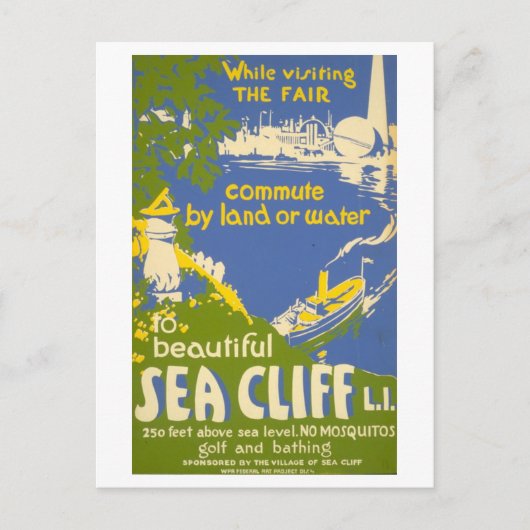Oude Sea Cliff, Long Island, Reisposter uit 1939 Briefkaart (Voorkant)