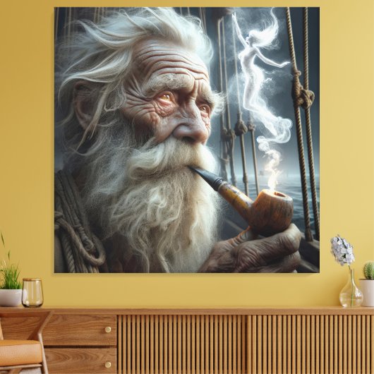 Oude Seaman roken een pijp Canvas Afdruk (Insitu (Woonkamer))