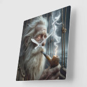 Oude Seaman Roken een Pijp Vierkante Klok (Hoek)