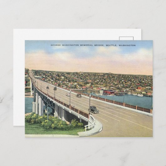 Oude Seattle Aurora Bridge Briefkaart (Voorkant / Achterkant)