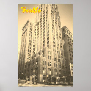 Oude Seattle Hoge Bakstenen Gebouw Poster
