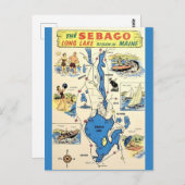 Oude Sebago Lake Maine Briefkaart (Voorkant / Achterkant)