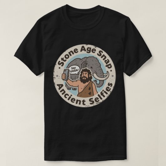 Oude Selfie Holbewoner Mammoet T-shirt (Design voorkant)