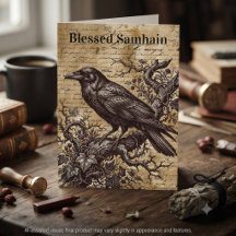 Oude Sepia Mystieke Raaf Manuscript Samhain
