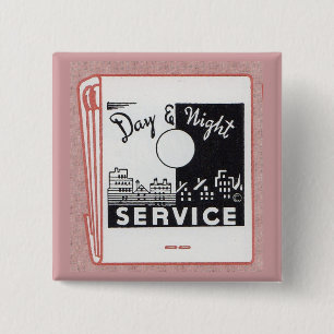 oude service voor dekking van dag en nacht vierkante button 5,1 cm