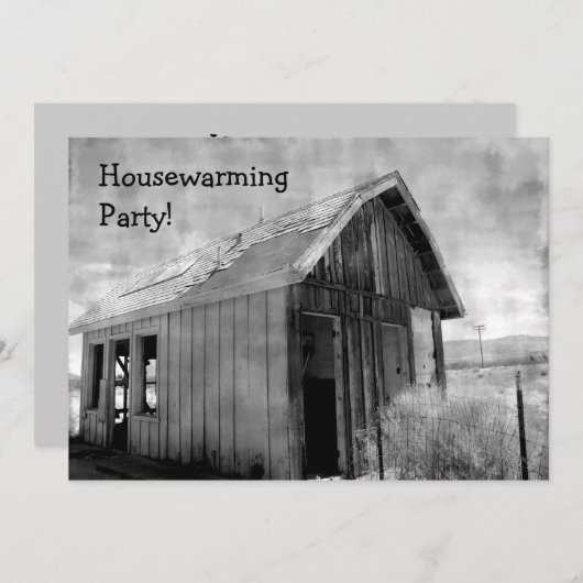 Oude shack housewarming party kaart (Voorkant / Achterkant)