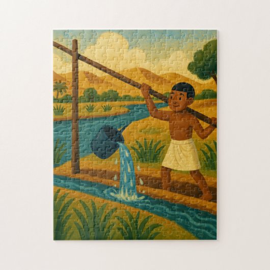Oude Shaduf Heilige Puzzel Blauwgroen (Verticaal)