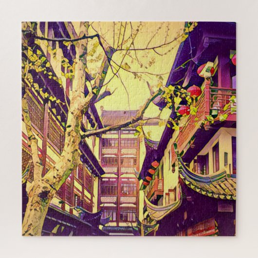 Oude Shanghai vintage reis Yu Yuan Garden Legpuzzel (Verticaal)