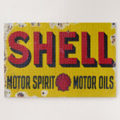 Oude Shell  Enamel Sign. Legpuzzel (Horizontaal)