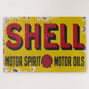 Oude Shell  Enamel Sign. Legpuzzel