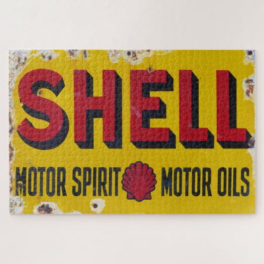 Oude Shell  Enamel Sign. Legpuzzel (Horizontaal)