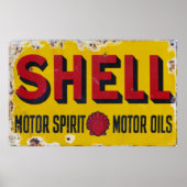 Oude Shell Enamel Sign. Poster (Voorkant)