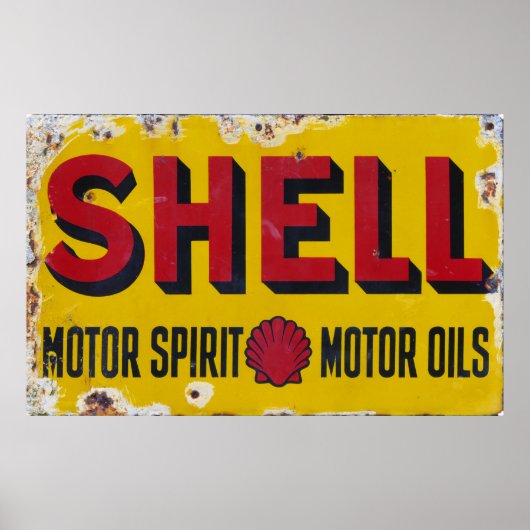 Oude Shell  Enamel Sign. Poster (Voorkant)
