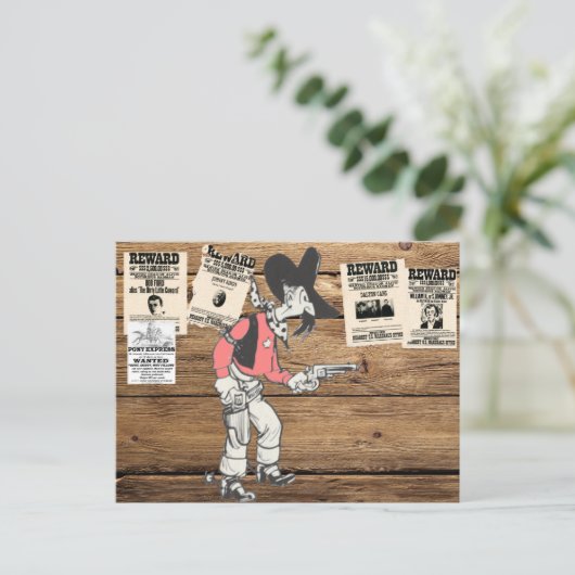 Oude Sherrif met Pistool getekend Briefkaart (Staand voorkant)