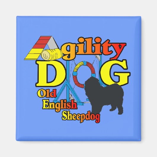 Oude Shirten van Sheepdog Agility Gifts Magneet (Voorkant)