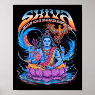 Oude Shiva-print Hindoe-god Spiritueel Poster