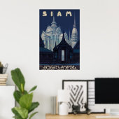 Oude Siam Bangkok Reisposter Print, Thailand Poster (Thuiskantoor)