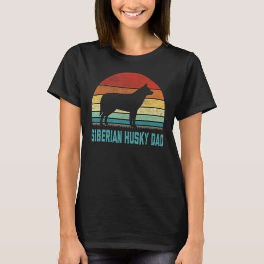 Oude Siberische Husky Vader Hond T-shirt (Voorkant)