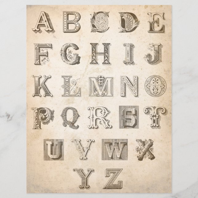  oude sierletters om collage uit te snijden (Voorkant)