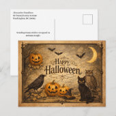 Oude, Sierlijke Halloween Feestdagenkaart (Voorkant / Achterkant)