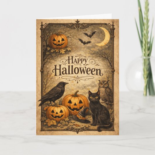 Oude, Sierlijke Halloween Kaart (Voorkant)