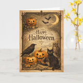 Oude, Sierlijke Halloween Kaart (Gele Bloem)