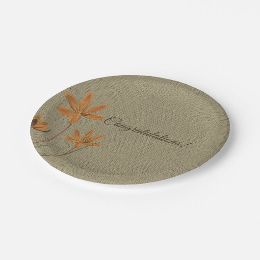 Oude Sinaasappelbloem op Jute Papieren Bordje (Gekanteld)