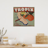  oude Sinaasappels Vruchtbonetiketten Poster (Keuken)