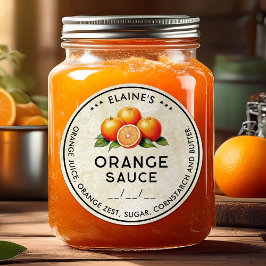 Oude sinaasappelsaus ingrediënten inmaaklabel ronde sticker