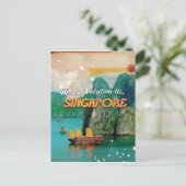 Oude Singapore vakantieposter. Briefkaart (Staand voorkant)
