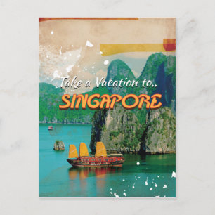 Oude Singapore vakantieposter. Briefkaart
