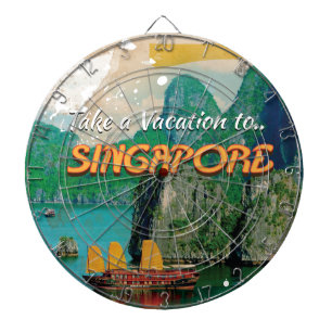 Oude Singapore vakantieposter. Dartbord