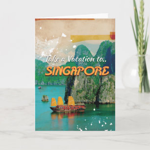 Oude Singapore vakantieposter. Feestdagen Kaart