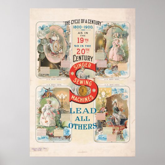 Oude Singer Naaimachine Reclame Poster (Voorkant)
