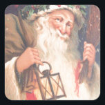 Oude Sint-Nicolaas met de  Sticker Lantaarn<br><div class="desc">Old St. Nicholas met Lantern Sticker - als je van alles houdt en alles wat is, is dit voor jou! Reis terug naar het jaar van gisteren en verlies in de prachtige kleur en details van dit oude beeld. Geweldige kunst van dagen geleden. Geniet! Op het volledige afbeelding staat: "Vrolijk...</div>